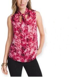 WHBM Floral Tie-Front Shell Top Size S